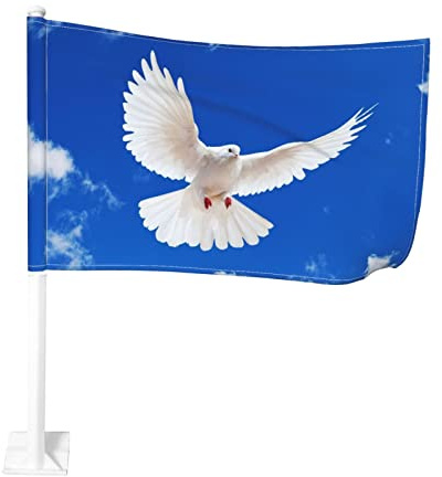 MEMOPJIAJIA Flagge(ohne Halterung) peace love Autofenster Flagge Fahne Autofahne Autoflagge Friedenstaube Frieden Taube 45 x 30cm 1 Stück Auto und Freiheit, Blau