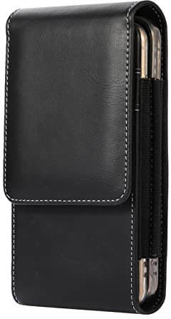 Dual Handy Holster Pouch Case for 2 Phones, PU Leather Double Decker Belt Clip Phone Holder for iPhone 15 Pro Max 14 Pro Max 13 12 Pro Max iPhone XR XS Max OnePlus 11 Nord 2 5G (Black)