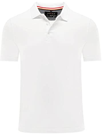 Marvelis Herren Poloshirt Casual Fit Polokragen Einfarbig Weiß, Größe:XL