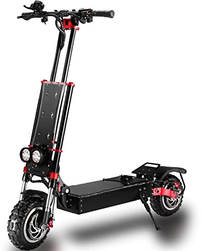 HWWH Elektroroller Erwachsene Offroad Electric Scooter E Roller 11 Zoll Doppelmotor Offroad-Reifen Doppelaufhängung 60V 45Ah Lithium-Akku 200kg Last