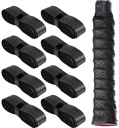 Ailvor Griffband Tennisschläger, 8 Stück Tennis Griffband, Rutschfestes Griffband Badmintonschläger, Overgrip Tennisschläger für Tennisschläger, Badminton, Squash Schläger (Schwarz)
