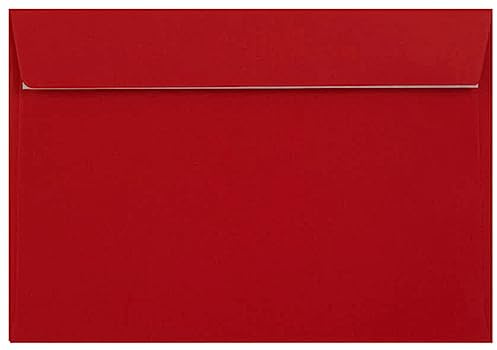5 x 7 / 133mm x 184mm Coloured Envelopes Great for Greeting Cards, Wedding Invitations, Crafts, Business/Office - Pack of 25 Envelopes (Scarlet Red Peel & Seal)