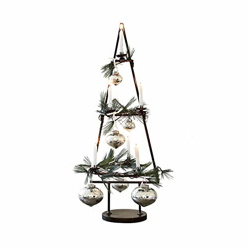 Loberon Stylebox Weihnachtsbaum, Set mit Kerzen und Glaskugeln, Christbaum-Alternative, Weihnachtsdekoration, Weihnachten, Eisen, Glas, Wachs, schwarz