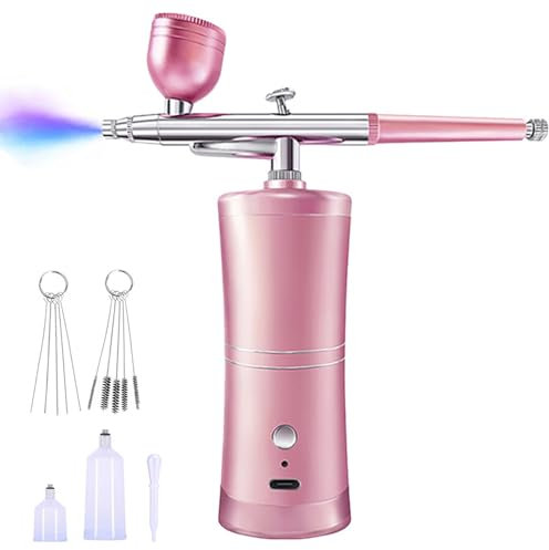 Kit de compresor de aerógrafo, kit de aerógrafo con compresor Kit de compresor de aerógrafo de 30 PSI portátil con 2 tazas reemplazables mini pistola de aerógrafo para pintar, tatuaje, arte de uñas