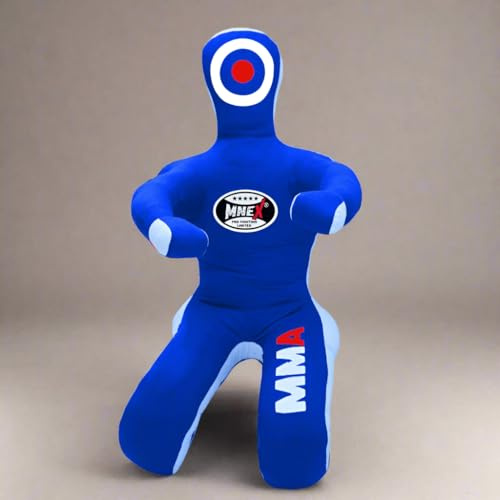 MNEX Pro Fighting MMA Grappling Dummy, Training Punching Bag, Blue and Black with Target, Martial Arts Practice Equipment Un-filled