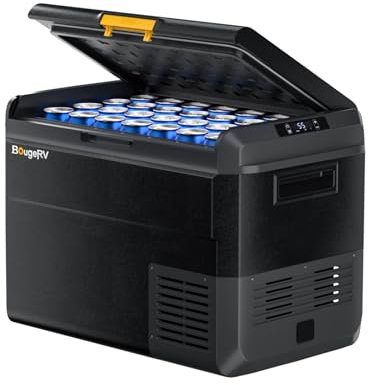 BougeRV CRS 50L Kompressor Kühlbox 12V/24V 230V mit APP Steuerung Integrierter Korb Tragbare Auto Kühlbox Gefrierbox Camping Kühlschrank Elektrisch IPX4 wasserdicht für Reisen Boot Angeln -20℃~20℃