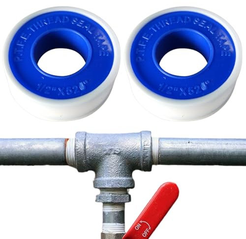 2 Pack ptfe tape plumbing,ptfe tape,plumbers tape,PTFE Pipe Slealant Seal Teflon Tape, Plumbers Tape,Waterproof Plumbers Plumbing White (12mm x 10m)