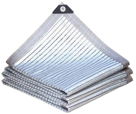 70% Aluminet Shade Cloth for Greenhouse Balcony Garden Outdoor Pergola Lawn Cars 3x4m 4x5m 5x6mk 6x8m Easy Hanging With Edges and Holes Silver Heat Reflective Tarp(5x6m)