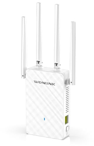 WONLINK WLAN Verstärker - WLAN Repeater 1200 Mbit/s Dualband Internet Verstärker mit 4 Antennen, 1x LAN/WAN Port, MU-MIMO, WPS, Repeater/Router/AP Modus, Signalstärke-Anzeige, für Zuhause und Büro