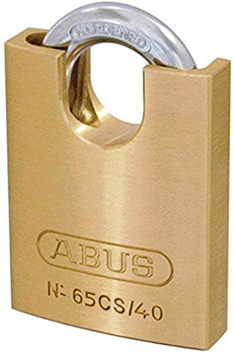 ABUS Vorhängeschloss Messing 65CS/40 - Schlosskörper aus Messing - gehärteter Stahlbügel und Bügelschutz - ABUS-Sicherheitslevel 5