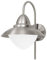 EGLO Außen-Wandlampe Sidney, 1 flammige Außenleuchte, Wandleuchte aus Edelstahl in Silber und Glas in Weiß, opal-matt, E27 Fassung, IP44