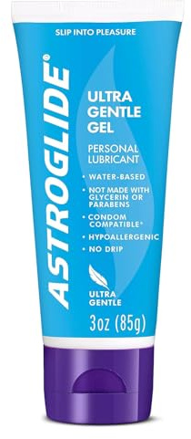 Astroglide Water Based Lube (3oz), Ultra Gentle Gel Personal Lubricant, Hypoallergenic with No Parabens or Glycerin, Lube for Men, Women and Couples, Safe for Toys