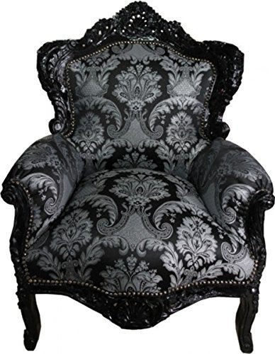 Casa Padrino Barock Sessel King Schwarz Muster/Schwarz - Limited Edition Model