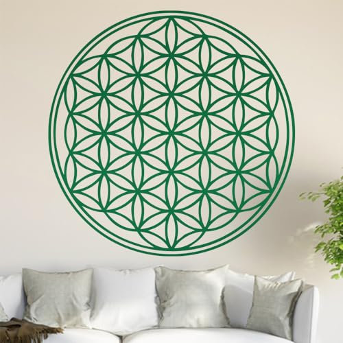 Kiwistar Blume des Lebens - Baum Wandtattoo in 6 Größen - Wandaufkleber Wall Sticker - Dekoration, Küche, Wohnzimmer, Schlafzimmer, Badezimmer (20 x 20 cm, 61_Gruen)