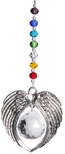 Walzer & F Engel Flügel Anhänger mit Kristall Kugel, wandbehängen-Sonnenfänger aus Kristall für Fenster