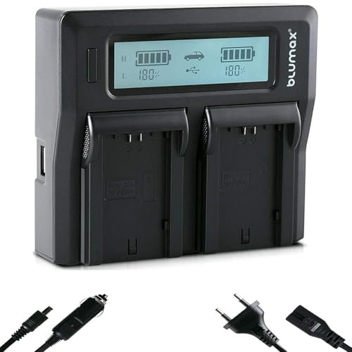 Blumax Turbo LCD Dual/Single Charger Kompatibel mit Canon, Nikon, Panasonic & Sony Akkus – Dual Ladegerät Sony NP-FZ100