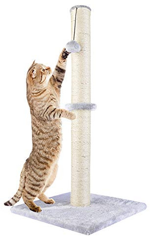 Dimaka 73 cm Groß Ultimate Kratzbaum für Katzen, Grau Kratzsäule mit Sisalstamm & Spielball