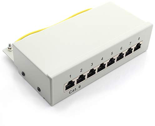 1aTTack.de 367453 Panneau de brassage CAT6 8 ports panneau de distribution blanc LSA+ technologie de connexion distribution réseau - RJ45 - TIA 568 A/B - blanc