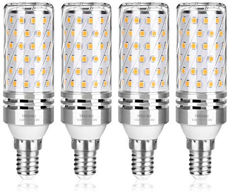 WEDNA 15W LED Mais Glühbirne, E14 Warmweiß 3000K 1700LM, Entspricht Glühlampen 120W, Nicht dimmbar Kleine Edison-Schraube Kerze Leuchtmittel - 4 Stück