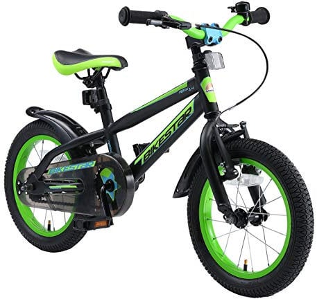 BIKESTAR Kinderfahrrad 14 Zoll für Mädchen und Jungen ab 4 Jahre | Kinderrad Urban Jungle | Fahrrad für Kinder Schwarz & Grün | Risikofrei Testen
