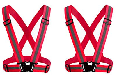 HYCOPROT Gilet de sécurité réfléchissant pour Adultes/Enfants, Veste de Gilet de Travail réglable Haute visibilité, équipement de Sport Haute visibilité pour Le Jogging, Pack de 2 (Rouge)