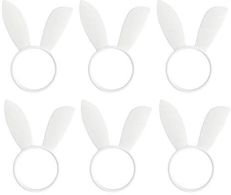 Ostern Serviettenringe 6er Set, Weiß Hasenohr, Serviettenhalter Ring für Frühling, Hochzeit, Dinnerparty, Bankett, Geburtstag (Osterhase)