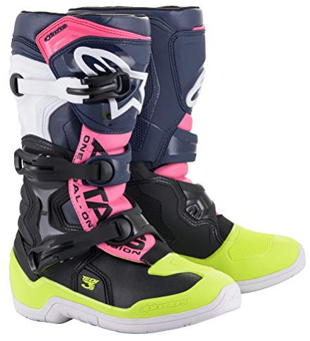 Alpinestars Tech 3S Giovani Motocross Stivali (Black/Blue/Yellow,37)