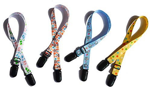 4 Stück Verstellbare Servietten Clips Latzverschlusshalter Clips Bunte Lätzchen Clip Lanyard Umhängeband Flexible Serviettenhalter für Erwachsene Altere Babys (Farbe Zufällig)