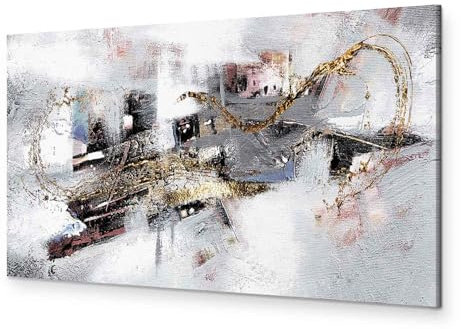 B&D XXL - Tableau décoratif abstrait 120x40 cm - Impression sur toile colorée - Décoration murale pour salon et chambre - Marron gris noir - Abstraction artistique hivernale a-A-0688-b-a