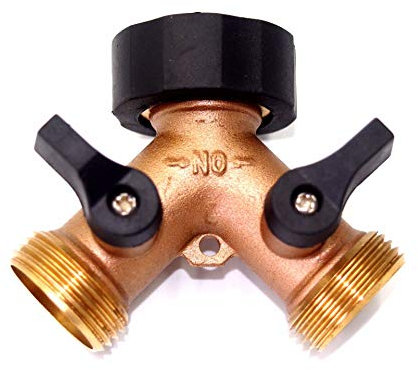 Sdoppiatore Tubo Giardino, RoseFlower Distributore Rubinetto a 2 Vie in Ottone con 2 Adattatore per Connettore e 4 Rondella - 3/4 Tubo da Giardino Splitter Idoneo per Impianto Irrigazione Giardino