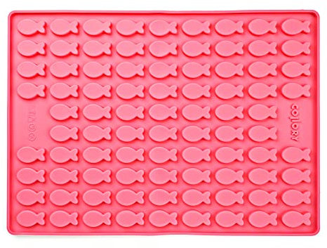 Collory Medium Fisch (3,5cm) Silikon Leckerli Backmatte, Hundekekse selbst backen, Pralinenform, Bonbonform, Material antihaftend und lebensmittelecht (BPA-Frei)