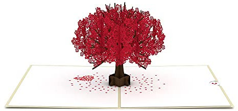 Lovepop® roter Kirschblütenbaum 3D Pop-Up Karte Japan Sakura Grußkarte zum Valentinstag, Geburtstag, Mutter-, Vater-, Jahres- oder Hochzeitstag | inkl. Umschlag & Versteckfach für Geld & Gutscheine