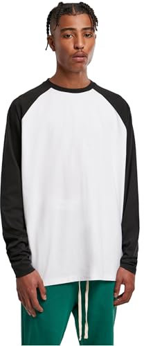 Urban Classics Herren Organic Oversized Raglan Longsleeve T-Shirt, White/Black, L