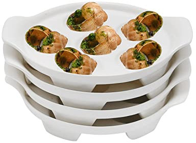 Vkinman Lot de 4 plats de cuisson Escargot en céramique avec 6 trous 16,5 cm