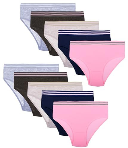 LOREZA ® 10er Pack Mädchen Slips Unterwäsche aus Baumwolle (128/134, M-42150)