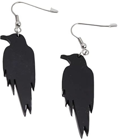 Halloween Ohrringe Dunkel Modeschmuck Hexe Schwarz Fledermäuse Geist Totenkopf Kürbis Party Gothic Edelstahl (Raben)