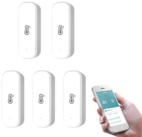 RANRAO 5 unids para Tuya para Zigbee higrómetro termómetro sensor para el hogar, WiFi temperatura humedad sensor con detector inalámbrico de humedad de temperatura inteligente