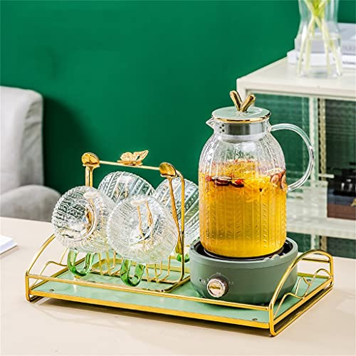 All-Glass Health Pot Home Office Pequeña Tetera eléctrica de Flores Tetera de Cocina Fitness Juego de Gran Capacidad (A 1.8L)