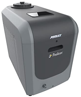 poolomio® Poolican 4in1 Komplettanlage - Umwälzpumpe, Poolpumpe, Salzelektrolysegerät, Wärmepumpe - für Pools bis 25m³ - 5kW Heizleistung, 5g/h Chlorproduktion - kristallklares, warmes Poolwasser