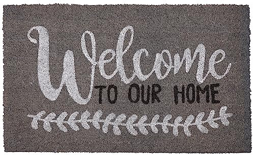Betz Kokosmatte aus 100% Kokos - Fußmatte - Fußabstreifer –Schmutzfangmatte Muster Welcome to Our Home Größe 45 cm x 75 cm x 1,5 cm