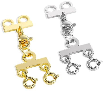 2pcs fermagli per collana in argento dorato set 2 fili fermaglio a molla separatore districante connettore per collana fermagli per creazione di gioielli…