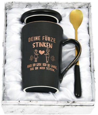 Joymaking Tasse Lustige Geschenke Für Ihn Jahrestag Gescenk für Männer Kaffeetasee mit Spruck - ICH LIEBE DICH SO LANGE Partner Geschenke für Freund Freundin Valentinstag Geschenke Weihnachtsgeschenke