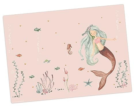 Tischset | Platzset abwaschbar - Meerjungfrau im rosa Meer - 44 x 32 cm - aus hochwertigem Vinyl - Made in Germany