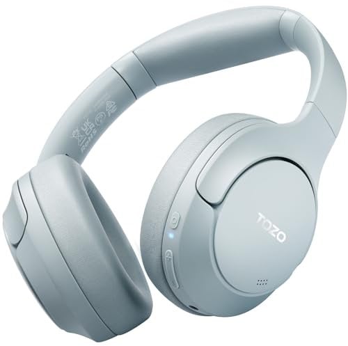 TOZO HT2 Hybrid Active Noise Cancelling Wireless Headphones, 60H Playtime Lossless Audio Over Ear Bluetooth Headphones, Hi-Res Audio Deep Bass Foldable Lightweight Headset for Workout