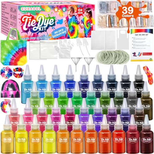 GUHAOOL Tinte Ropa, 39 Colores Tie Dye Kit Manualidades Niños Juguetes Niña 6+Años Tinte Textil Regalos Niños Adultos,Tinte de Tela Permanente no tóxico Set de Arte,Creativas manualidades de Bricolaje