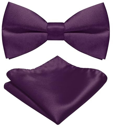 JEMYGINS Herren Matten Fliege erhältlich in Uni Farben inklusive Einstecktuch Set dunkellila