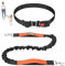 Pawaboo Elastisch Hunde Jogging Leine mit Bauchgurt, Freihändig Reflektierend Freihandleine mit Breiterem Gürtel, Strapazierfähige Bungee-Leine mit Gepolstertem Griff für Hunde 11,3-68 KG, Schwarz