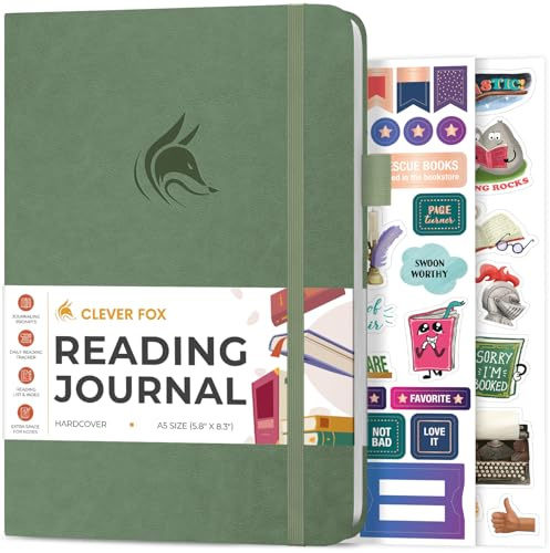 Clever Fox Reading Journal, Book Tracking Log, 14.6x21.3 Cypress | Hardcover book review notebook, Tracker for kids, teens & adults, Reading accessories & gifts for book lovers & readers