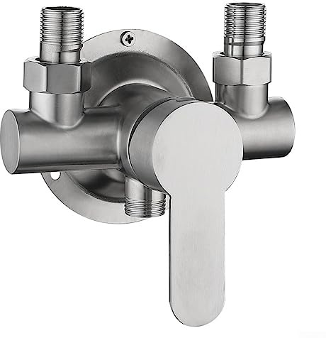 304 Edelstahl freiliegender Duscharmatur mit Steuerventil, Schalterhahn, Duscharmatur, Warm- und Kaltwassermischer, Wandmontage, Metallgriff