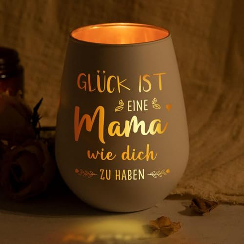 Juratar® Geschenke für Mama – Liebevolles Windlicht mit Gravur – Geburtstagsgeschenk für Mama, Bonusmama oder Schwiegermutter zum Muttertag oder Weihnachten